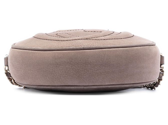 Gucci Borsa a tracolla mini in nabuk marrone Soho Chain Taupe - vista 3