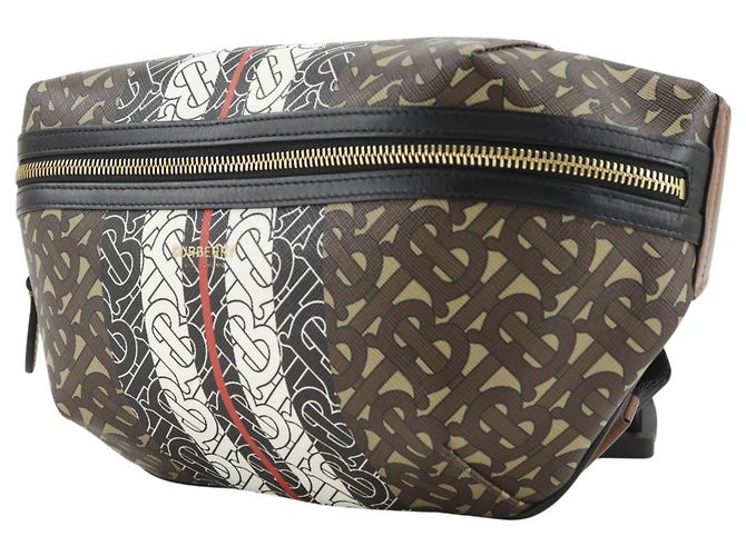 Marsupio Burberry TB Monogram Stripe E Canvas Marrone - vista 2