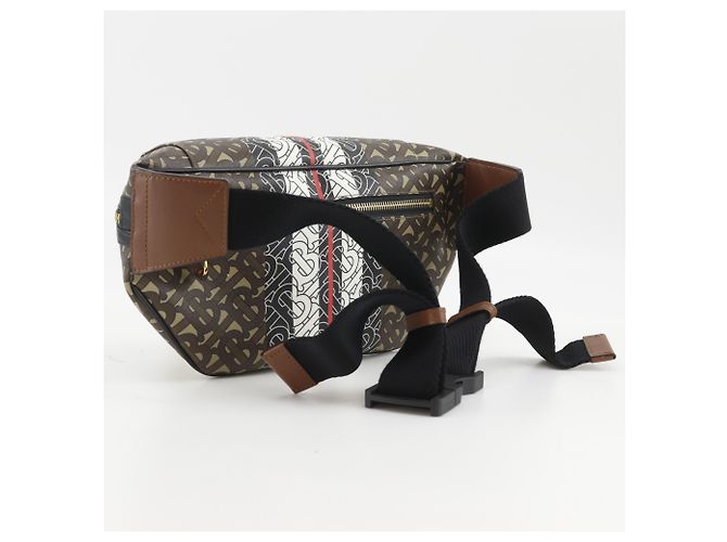 Marsupio Burberry TB Monogram Stripe E Canvas Marrone - vista 3