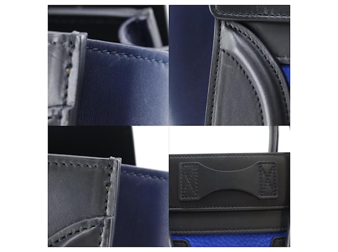 Céline Borsa Celine Luggage Micro Shopper Nero Blu - vista 14