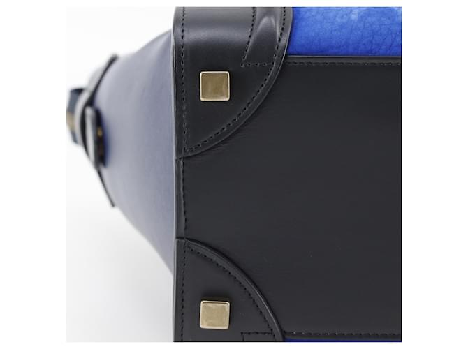 Céline Borsa Celine Luggage Micro Shopper Nero Blu - vista 17