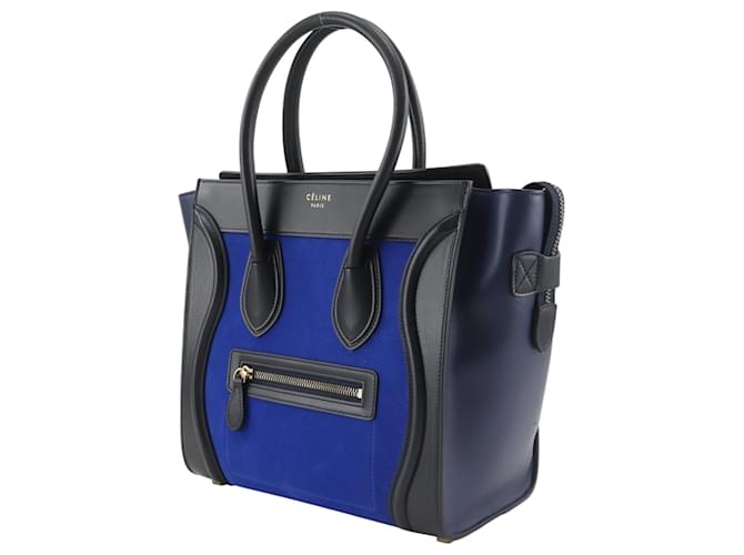 Céline Borsa Celine Luggage Micro Shopper Nero Blu - vista 2