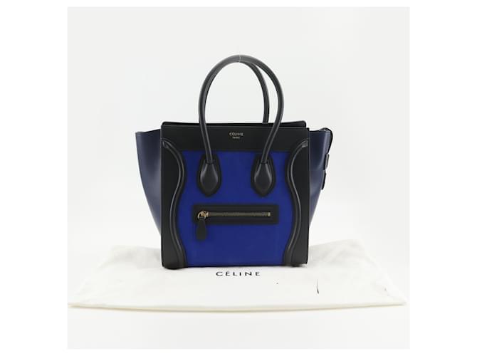 Céline Borsa Celine Luggage Micro Shopper Nero Blu - vista 20