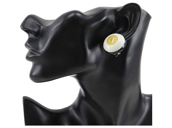 Chanel Coco Mark Clip-Ohrringe zweifarbig Schwarz Weiß - Ansicht 2