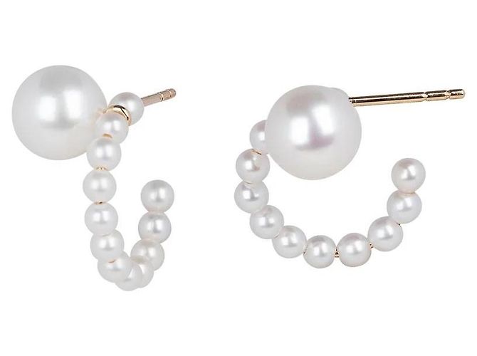 Autre Marque Sophie Bille Brahe Orecchini Lien Pearl in Oro Bianco D'oro - vista 2