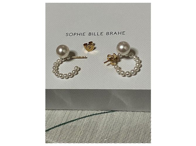 Autre Marque Sophie Bille Brahe Orecchini Lien Pearl in Oro Bianco D'oro - vista 5