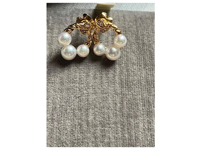Mikimoto Orecchini in Perle e Diamanti in Oro Giallo 18k D'oro - vista 11