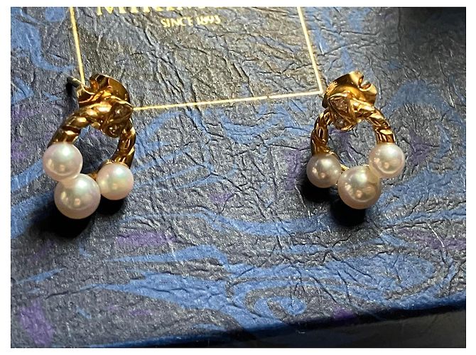 Mikimoto Orecchini in Perle e Diamanti in Oro Giallo 18k D'oro - vista 16