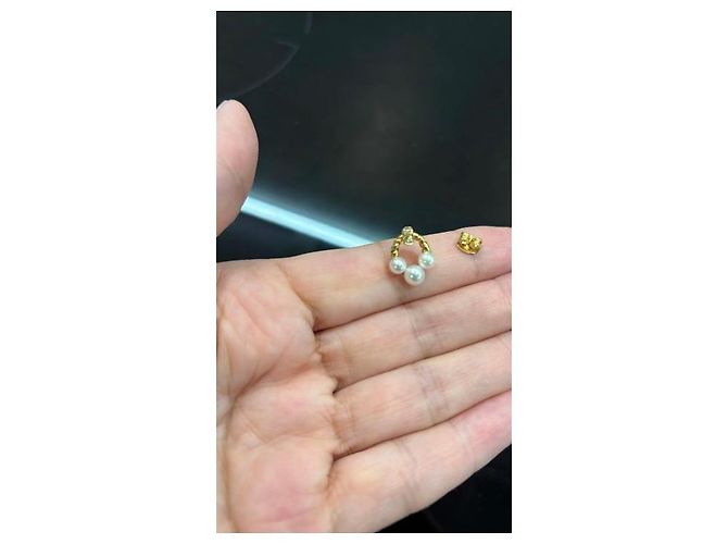 Mikimoto Orecchini in Perle e Diamanti in Oro Giallo 18k D'oro - vista 4