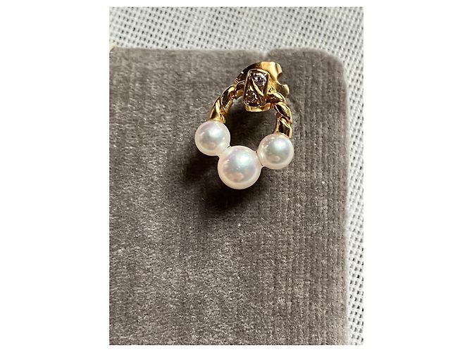 Mikimoto Orecchini in Perle e Diamanti in Oro Giallo 18k D'oro - vista 8