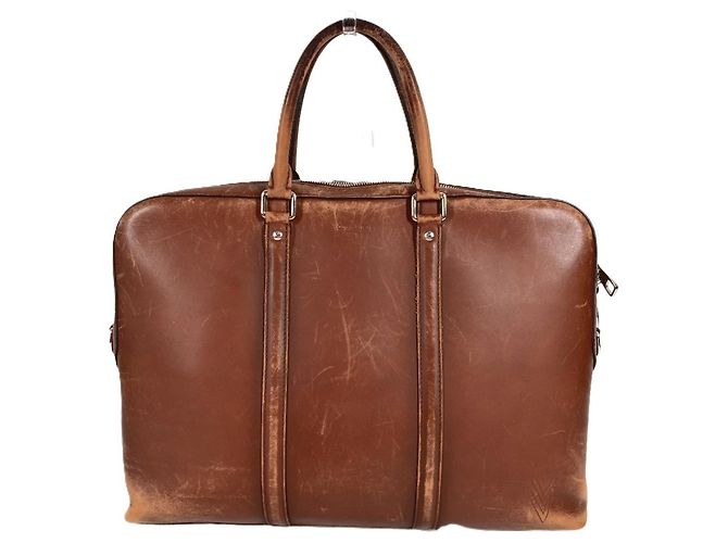 Borsa Louis Vuitton Cuir Ombre Port Document Voyage Marrone - vista 2