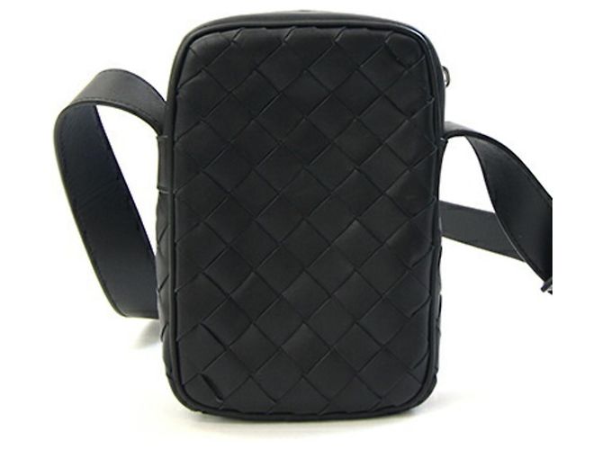 Borsa a tracolla in pelle nera Intrecciato Bottega Veneta Nero - vista 2