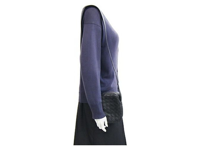 Borsa a tracolla in pelle nera Intrecciato Bottega Veneta Nero - vista 9