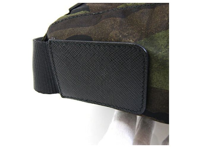 Borsa a tracolla in nylon kaki Prada Marrone Nero Verde Cachi - vista 5
