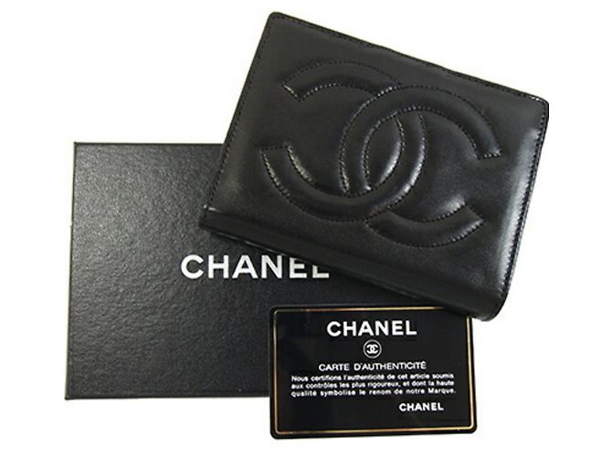 Cartera de piel de cordero negra de dos pliegues Chanel Negro - vista 10