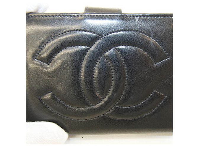 Cartera de piel de cordero negra de dos pliegues Chanel Negro - vista 4