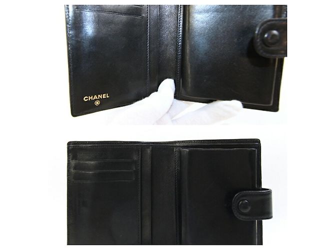 Cartera de piel de cordero negra de dos pliegues Chanel Negro - vista 6