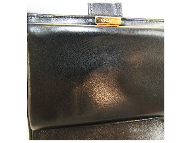 Cartera de piel de cordero negra de dos pliegues Chanel Negro - vista 7