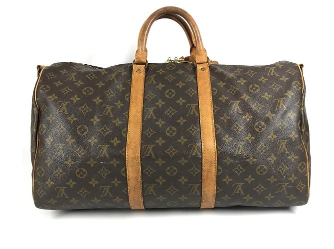 Borsa Louis Vuitton Monogram Keepall Bandoulière 50 Marrone - vista 2