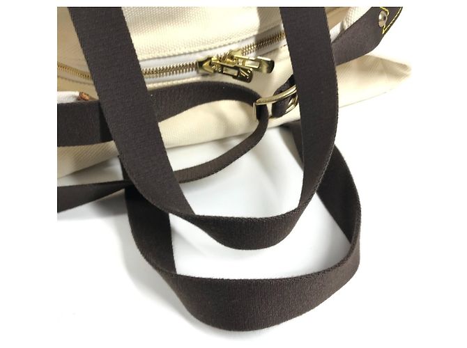 Borsa a tracolla Louis Vuitton Antigua Cabas GM Marrone Bianco Crudo - vista 11