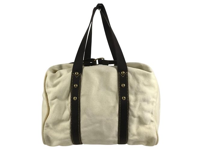 Borsa a tracolla Louis Vuitton Antigua Cabas GM Marrone Bianco Crudo - vista 2