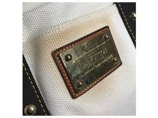 Borsa a tracolla Louis Vuitton Antigua Cabas GM Marrone Bianco Crudo - vista 8
