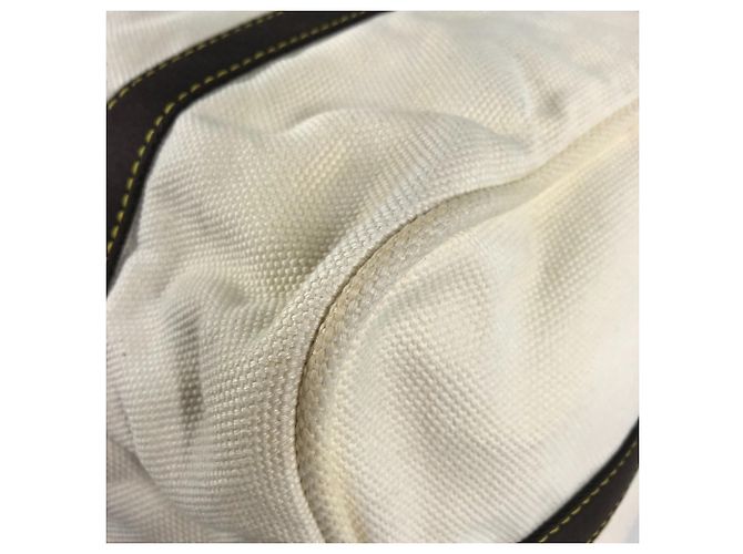 Borsa a tracolla Louis Vuitton Antigua Cabas GM Marrone Bianco Crudo - vista 9