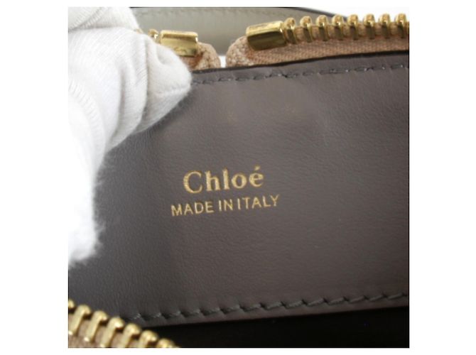 Borsa a mano in pelle grigia Chloé Marrone - vista 8