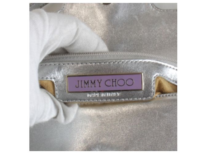 Borsa a mano in pelle argentata Jimmy Choo Argento - vista 8