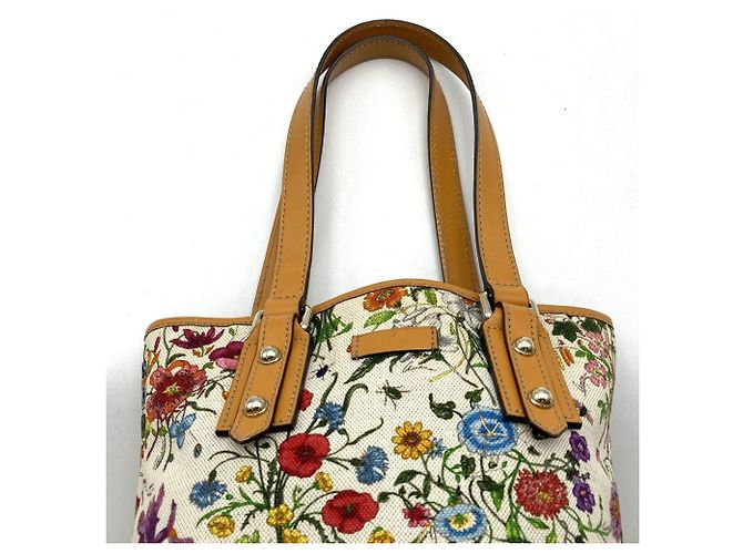 Borsa Tote Gucci Flora Marrone Arancione - vista 5