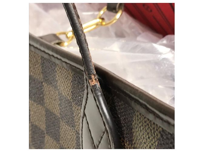 Borsa Louis Vuitton Damier Neverfull MM Marrone - vista 13