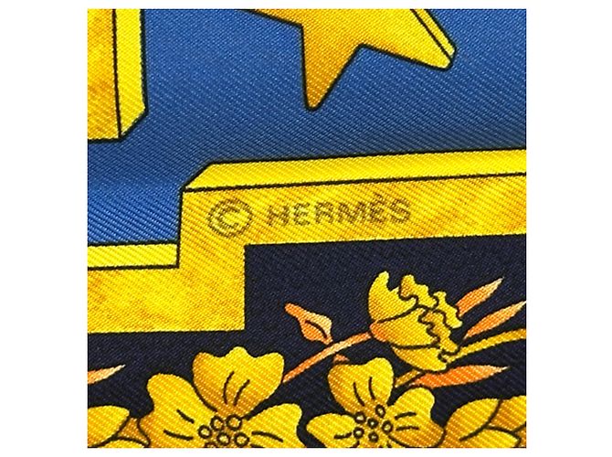 Silk In Hermès Pañuelo Hermes Carre 90 Azul Multicolor Púrpura - vista 4
