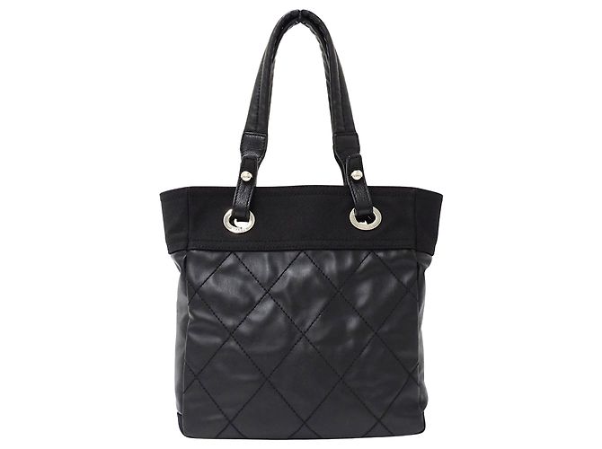 Chanel Tote Tasche aus beschichteter Canvas in Schwarz - Ansicht 2