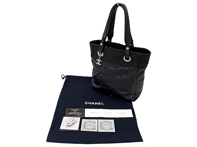 Chanel Tote Tasche aus beschichteter Canvas in Schwarz - Ansicht 8