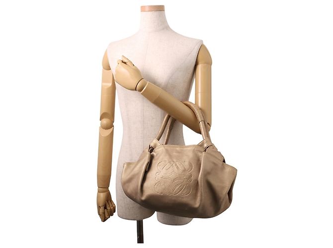 Borsa a mano in pelle Loewe Anagram Marrone - vista 4