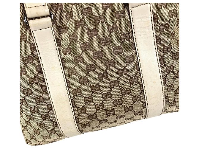 Borsa a tracolla tote Gucci 145971 GG Logo Bianco Beige - vista 10
