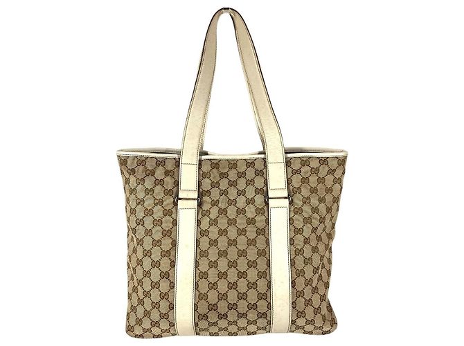 Borsa a tracolla tote Gucci 145971 GG Logo Bianco Beige - vista 2