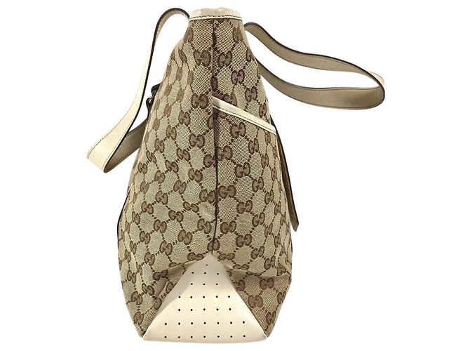 Borsa a tracolla tote Gucci 145971 GG Logo Bianco Beige - vista 4