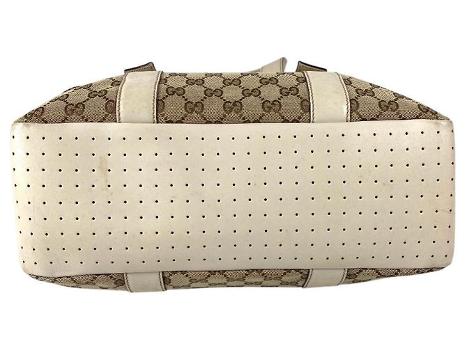Borsa a tracolla tote Gucci 145971 GG Logo Bianco Beige - vista 5