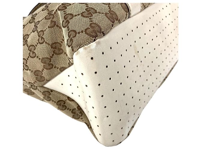 Borsa a tracolla tote Gucci 145971 GG Logo Bianco Beige - vista 7