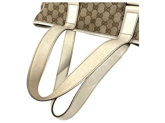 Borsa a tracolla tote Gucci 145971 GG Logo Bianco Beige - vista 8