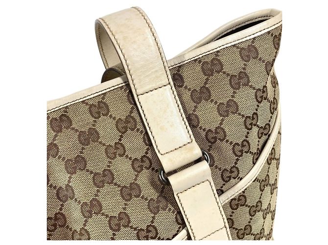 Borsa a tracolla tote Gucci 145971 GG Logo Bianco Beige - vista 9