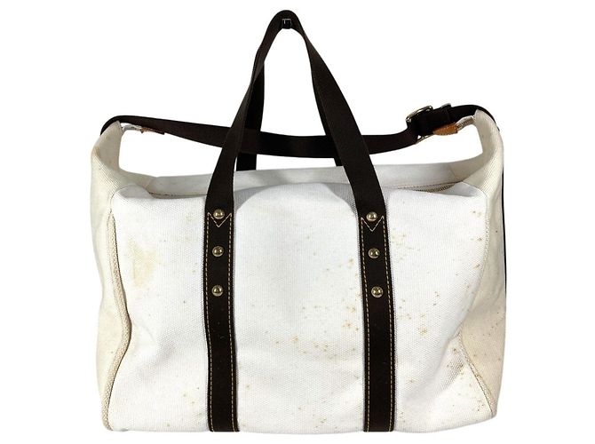 Borsa Weekend 2-Way Louis Vuitton Antigua Marrone Bianco - vista 2