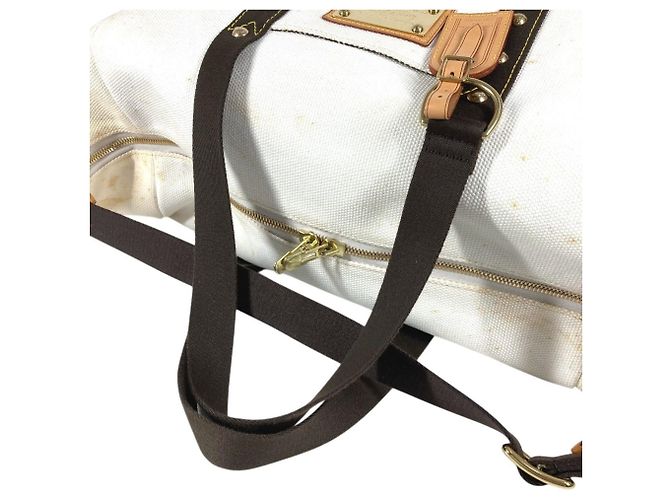 Borsa Weekend 2-Way Louis Vuitton Antigua Marrone Bianco - vista 8