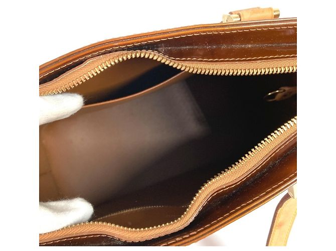 Borsa a tracolla tote Louis Vuitton Monogram Vernis Houston Marrone Bronzo - vista 12