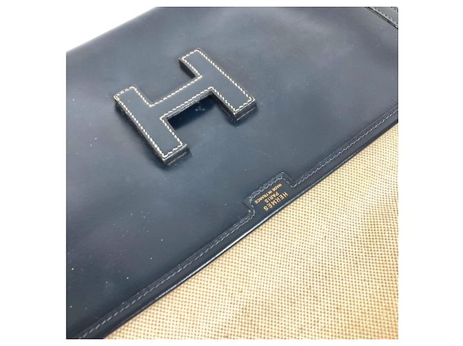 Hermès Clutch Hermes H Logo Vintage Jige PM Blu navy - vista 12