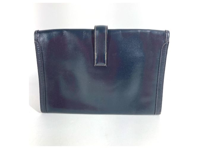 Hermès Clutch Hermes H Logo Vintage Jige PM Blu navy - vista 2