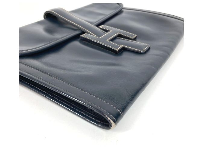 Hermès Clutch Hermes H Logo Vintage Jige PM Blu navy - vista 4
