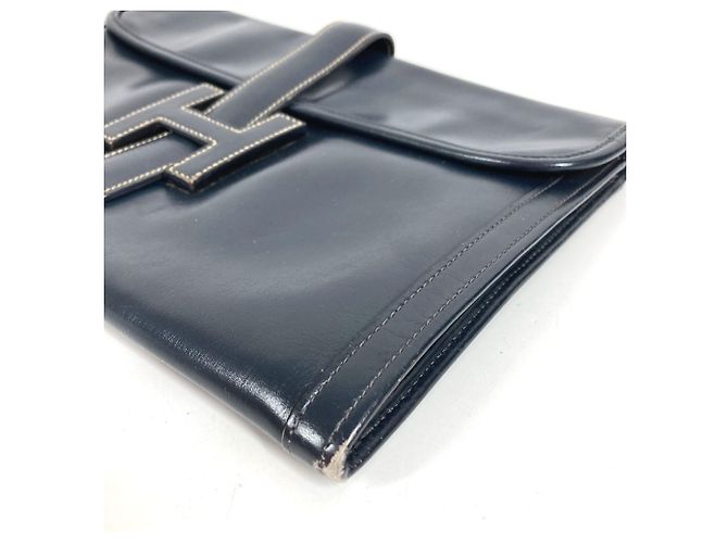 Hermès Clutch Hermes H Logo Vintage Jige PM Blu navy - vista 6