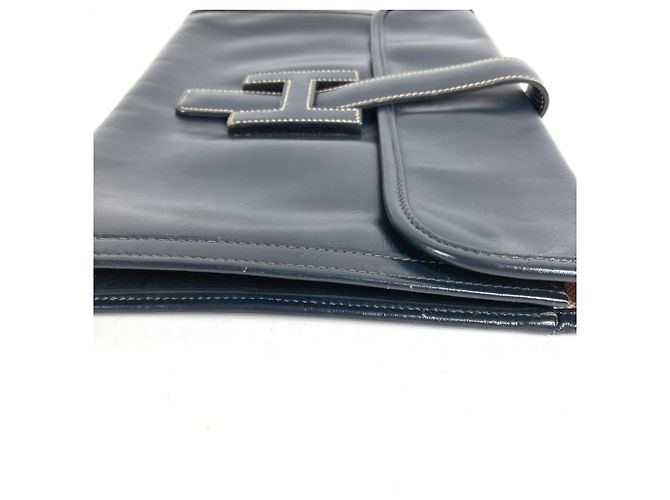 Hermès Clutch Hermes H Logo Vintage Jige PM Blu navy - vista 7